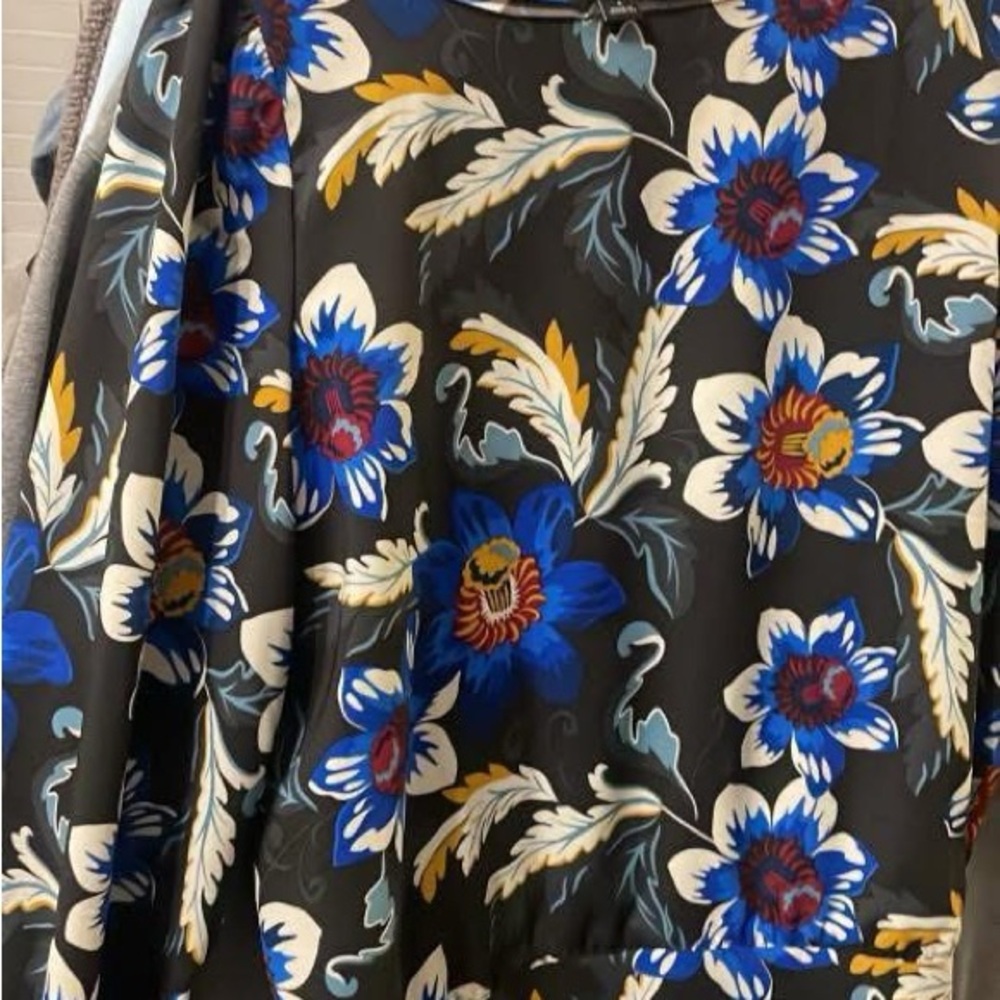 Ann Taylor Factory Floral Blouse - Black and Blue
